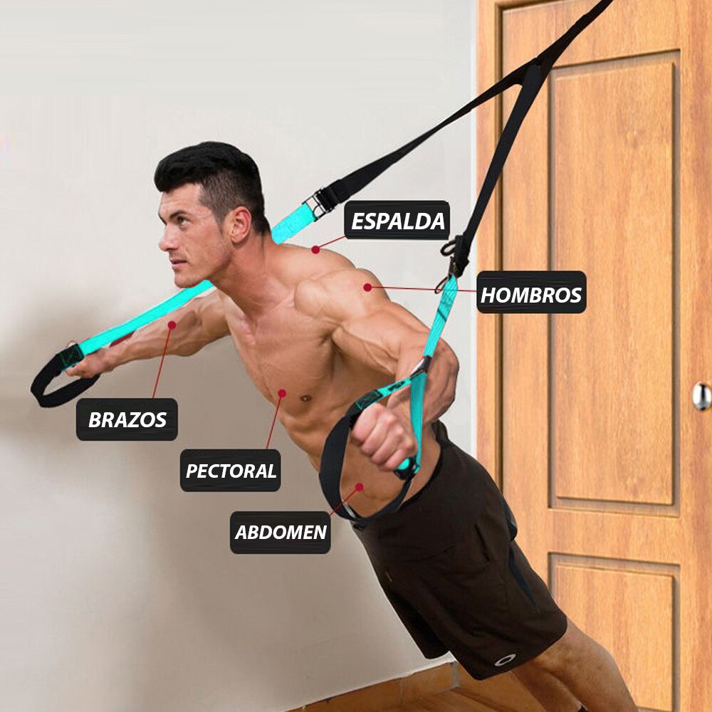 gimnasio en casa kit de entrenamiento de correas de resistencia trx para ejercicio en suspensión poleas fuerza deporte en casa