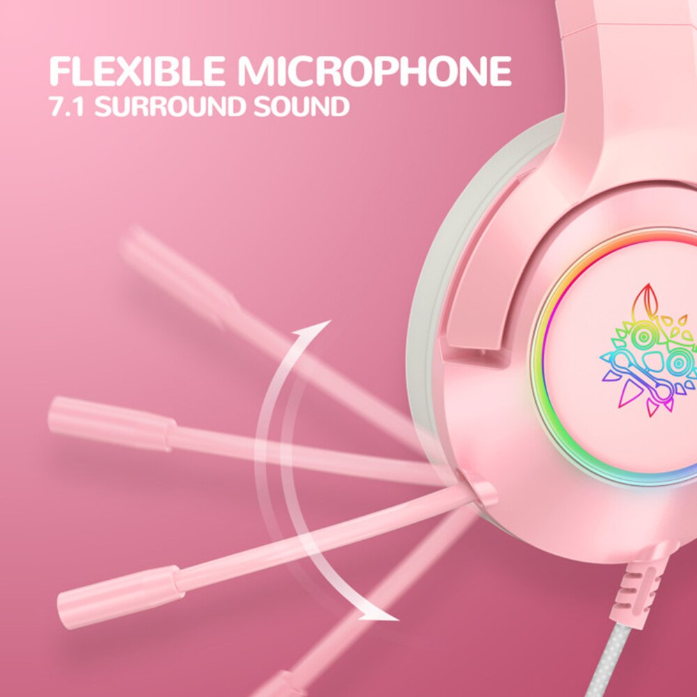 Onikuma K9 Roze Gaming Headset Voor Meisjes Pc Stereo Gaming Hoofdtelefoon Met Mic &amp; Led Licht Voor Laptop/ PS4/Xbox Een Controller
