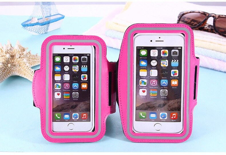 Universele outdoor sport telefoonhouder, armbandhoes voor samsung, sportschool hardloop telefoontas, armbandhoes voor iphone xs max voor samsung: Roosrood l