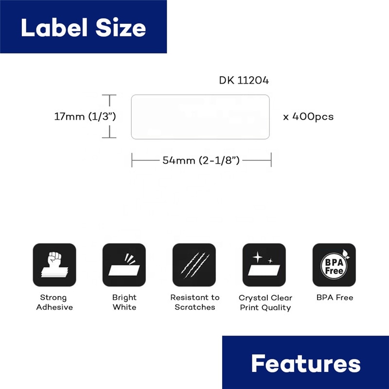 DK 1Roll Series Thermal Paper Compatible for Brother Label Printer White Paper DK22205 DK-22205 DK-11201 DK-11208 DK-11204