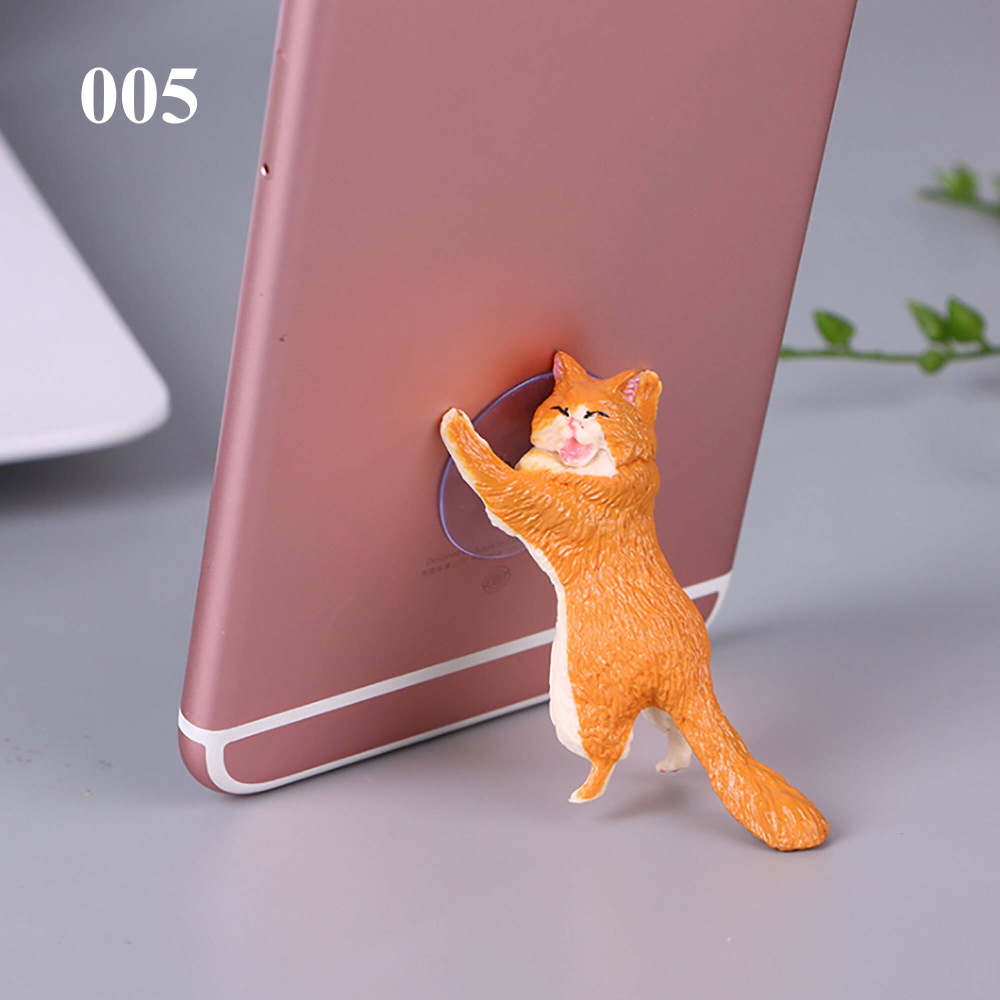 6pcs Small desk Suction Cup Mount Desktop sceen Stand Tablets holder Desk Sucker Animal phone screen Holder: 005 cat