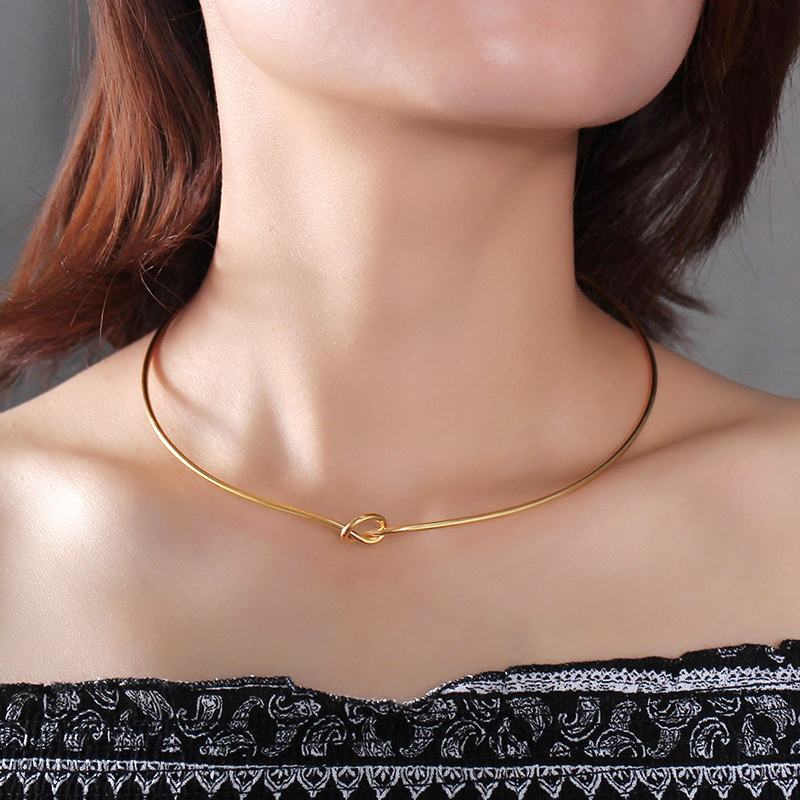 Open Round Knot Collar Necklaces for Women Choker Necklace Stainless Steel Bohemia Female Jewelry