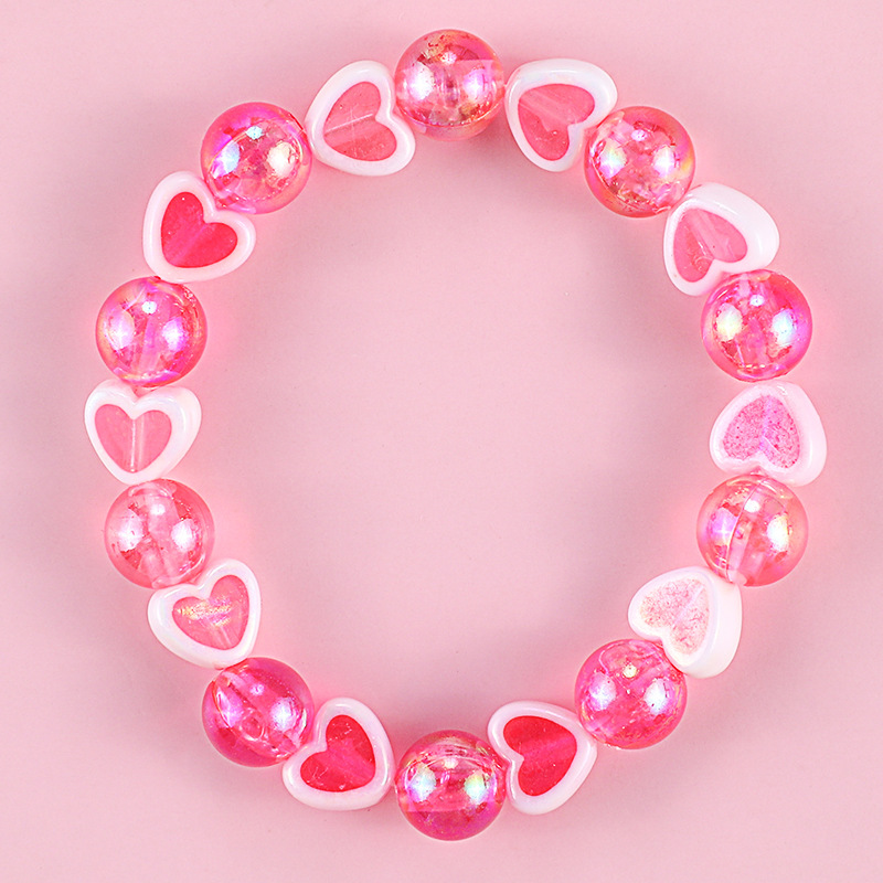 Pulsera de corazón de amor de Color acrílico para niños, pulseras de amistad para niñas, accesorios de joyería simples, dijes de 2022