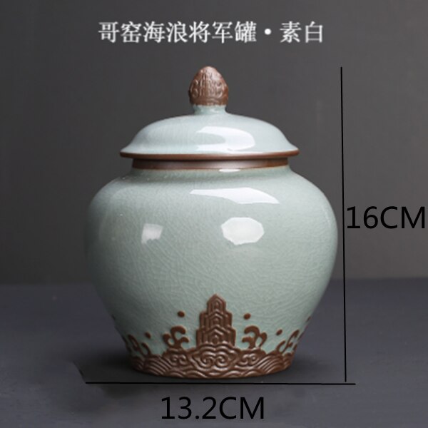 Chinese-style Ceramic Large Tea Cans Sealed Cans Enamel Retro Generals Cans Dried Fruit Snack Storage Cans Home Decoration: D-1PCS