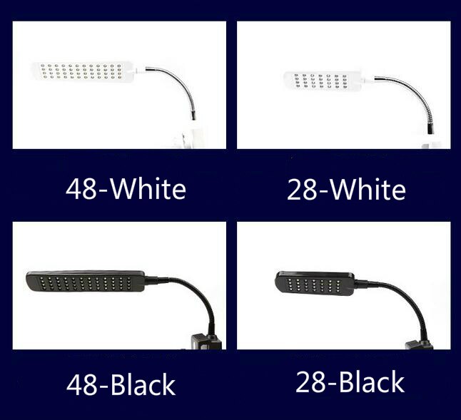 Black 28 LED Aquarium Fish Tank Clamp Clip Light White Blue Color Lighting