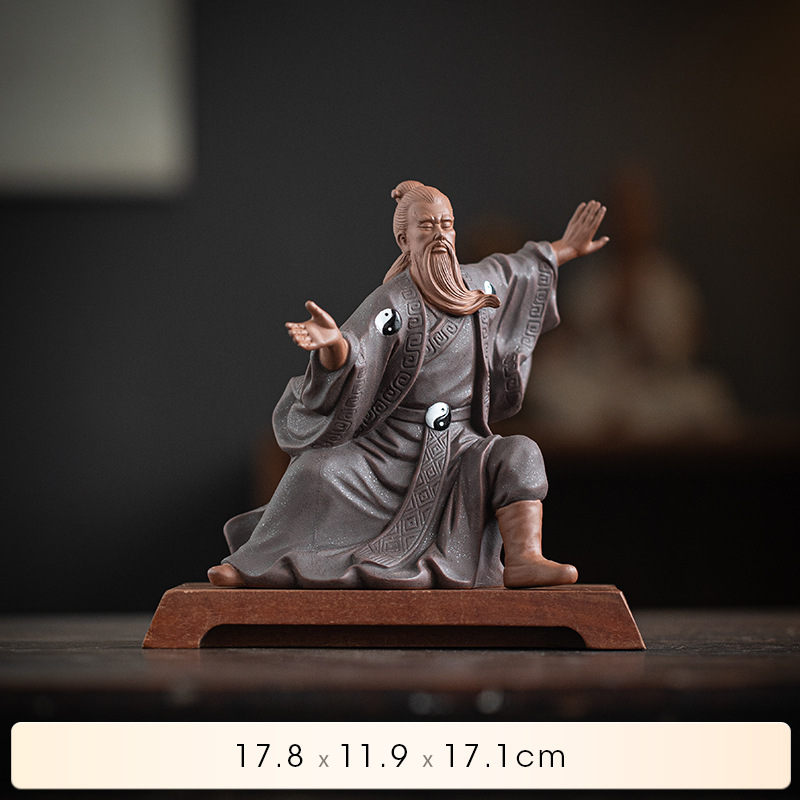 Artesanías de arcilla púrpura de estilo Zen chino, Tai Chi, Zhang Sanfeng, figuras legendarias, adornos, muebles para el hogar, decoraciones para la vida: Caqui oscuro