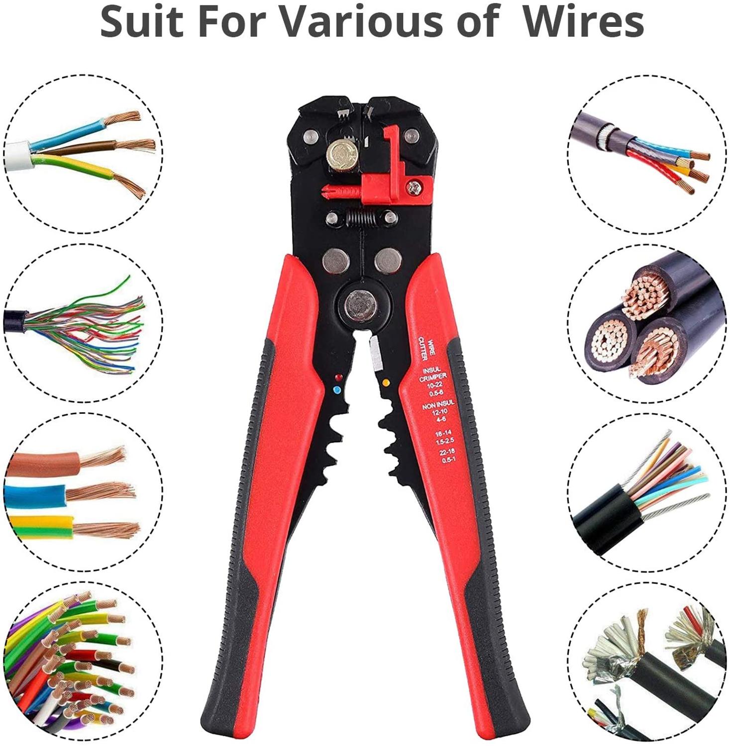 Sæt multifunktionelt skraldeværktøj 1-6 mm 2 krympetænger trådklyptænger hs -30j elektrikerværktøj: Rød