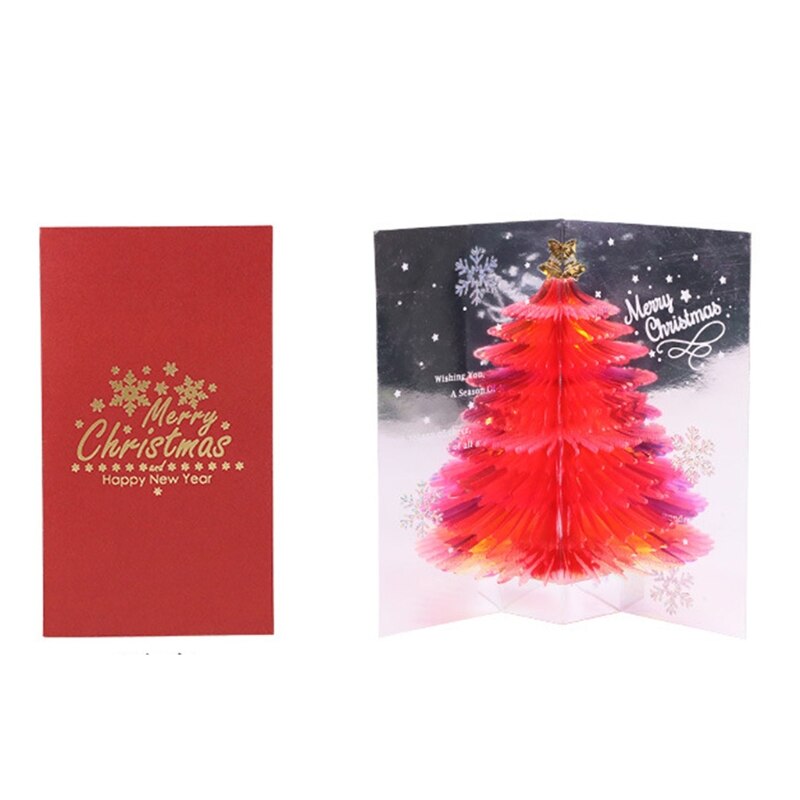 3D Pop-up Christmas Card Tree Handmade Card With Christmas And Year Envelope Festive Party Supplies: R