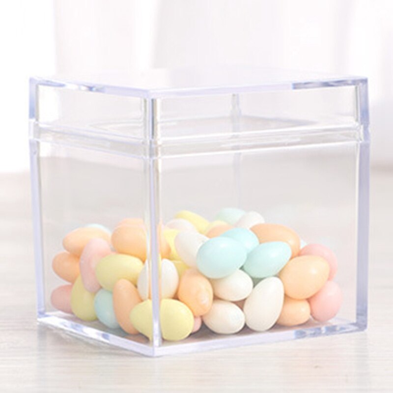 24Pcs Transparent Plastic Candy Box Biscuits Cookies Packing Box Party Treat Boxes Square Container