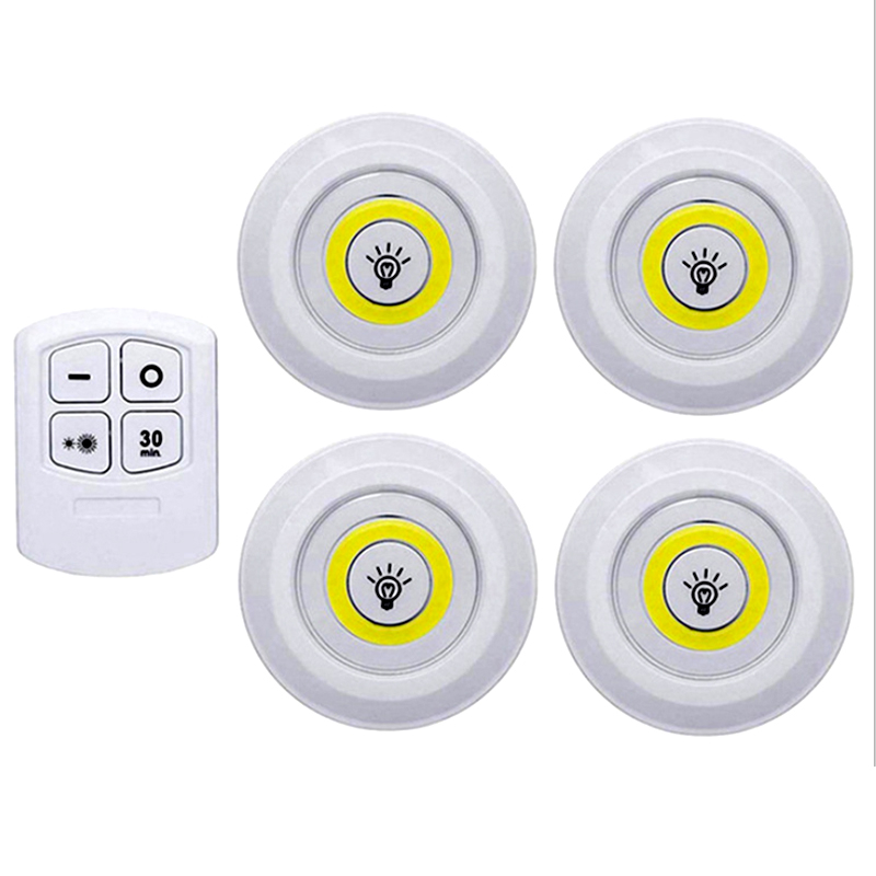 Dimmable LED Under Cabinet Night Light with Remote Control Battery Operated LED Closets Lights for Wardrobe Bathroom lighting: 1Remote 4Lamp