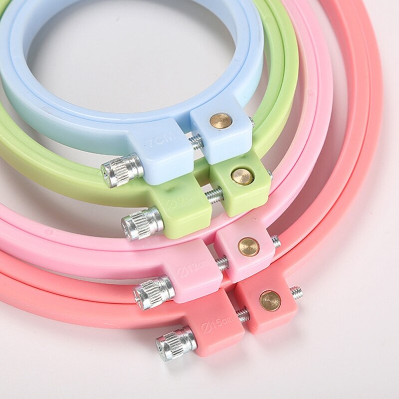 Candy Color DIY Sewing Embroidery Stretch Ring Hoop Tool Embroidery Cross Stitch Plastic Hoop Frame Ring Round Hoop Craft M