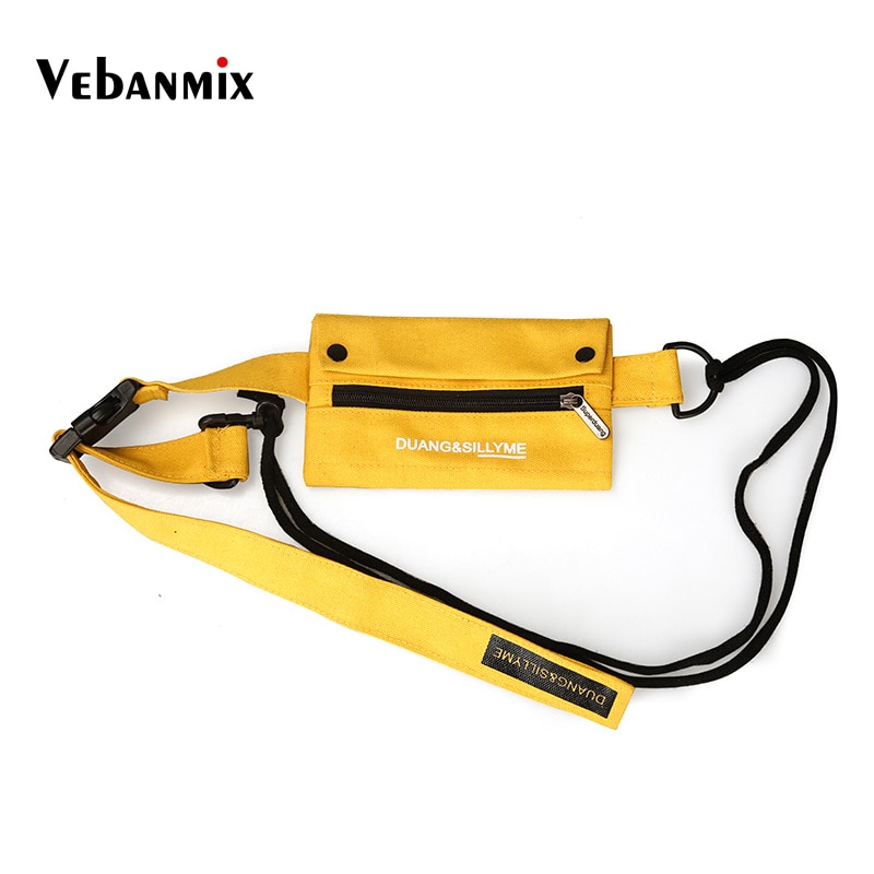 Sac banane en toile, sac banane, Streetwear Hip-hop, unisexe, sac de poitrine avec fermeture éclair pour fille et garçon, sac de ceinture pour téléphone à la