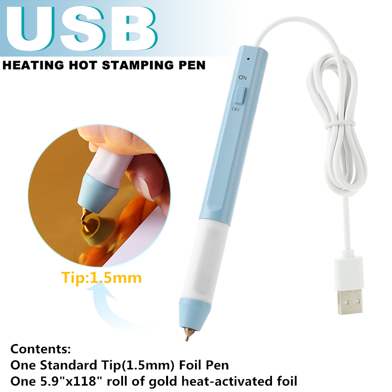 Pluma de estampado de lámina de calentamiento de cabeza intercambiable, da matices brillantes de escritura a mano, matices brillantes para tus proyectos, manualidades Diy: Blue 0.8mm