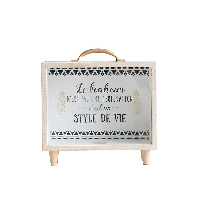 ins elegante arte legno salvadanaio salvadanaio telecamera da letto scrivania decorazione scatola di immagazzinaggio accessori: VIOLA