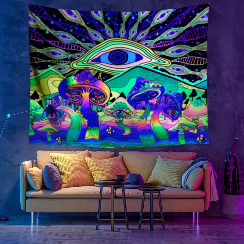 Maple Leaf Fluorescent Tapestry Mushroom Wall Hanging Mandala Tapestry Witchcraft Boho Hippie Home Decor: 200x150cm / 1