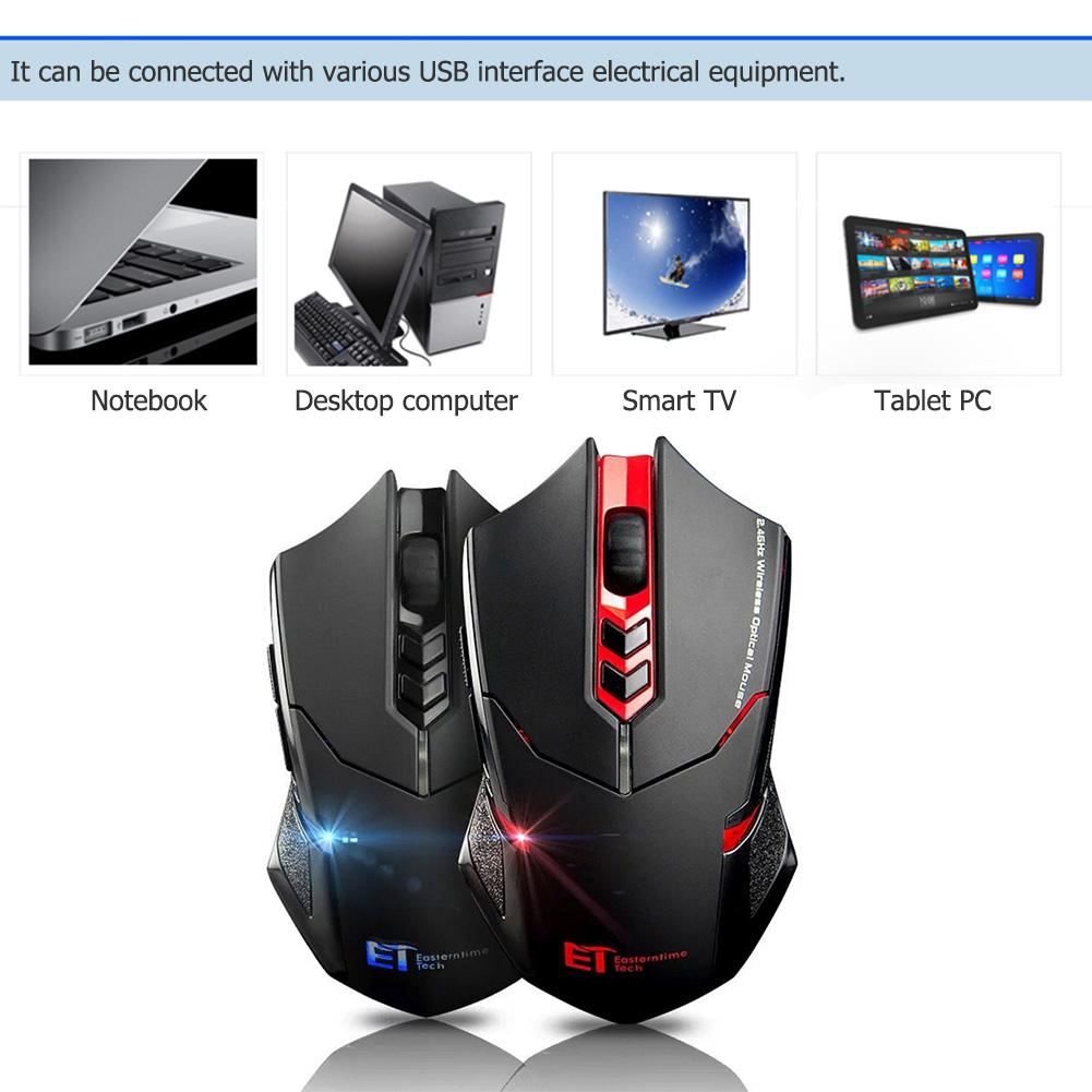 ET X-08 2000DPI Adjustable 2.4G Wireless Gaming Mouse Red 800/1200/1600/2000/2400 DPI levels Game Mouse