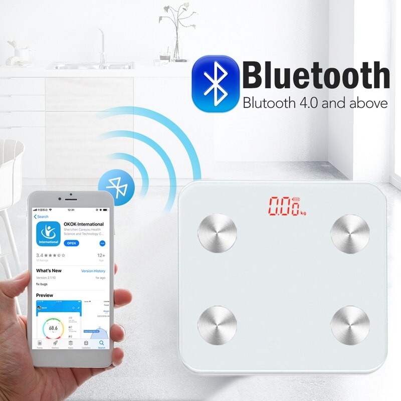 Bodyfat Schaal Digitale Weegschaal Wifi En Bluetooth Smart Schaal Gewicht Schaal Bmi 17: White