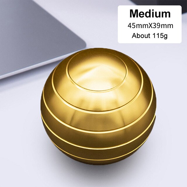 Mini Desktop Gyro Revolving Decompression Ball Desk Office Decor Art Toy Fidget Spinner Rotary Stress Relief Tabletop Ball Toy: S Gold