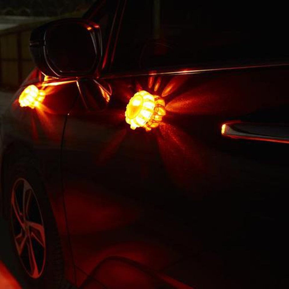 2 stücke LED Notfall Magnet Blinkende Warn Nacht Lichter Sicherheits Straße Flare Notfall Lichter mit Magnetische Basis für Auto Lkw boot