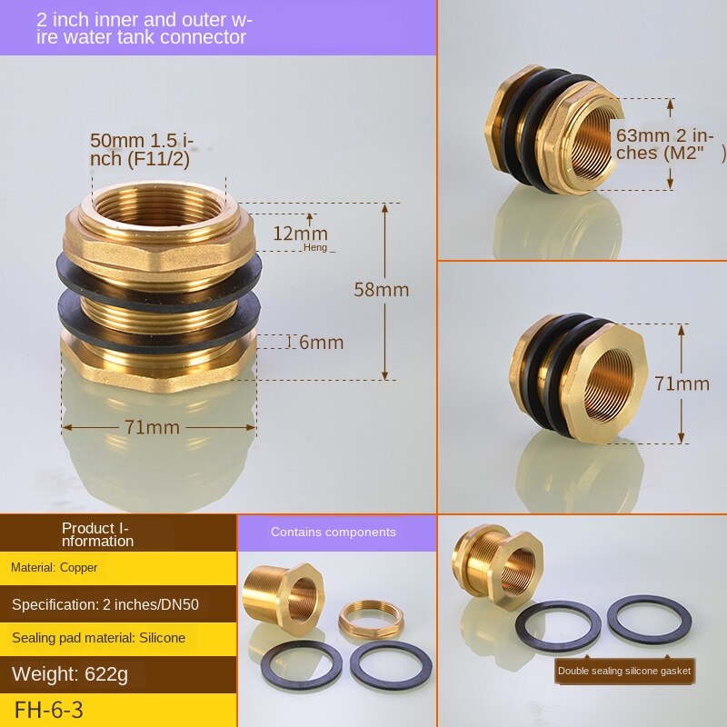 1/2IN 3/4IN 1 inch double outer wire connector outer teeth stainless steel water inlet and outlet water pipe fittings: 2inch outer