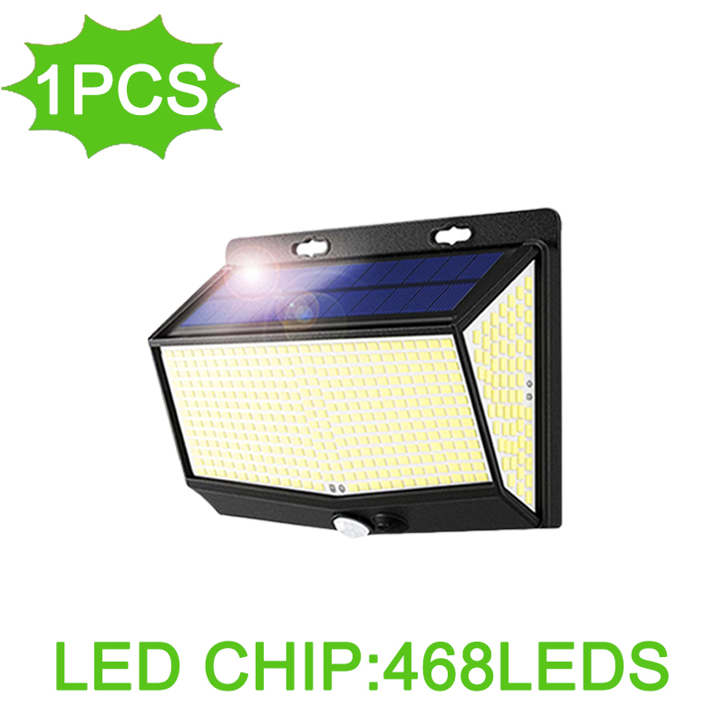 468 LED Outdoor Solar Sensing Wall Lights 3 Mode Motion Sensor Waterproof Street Lamp For Garden Patio Balcony Yard: Blue