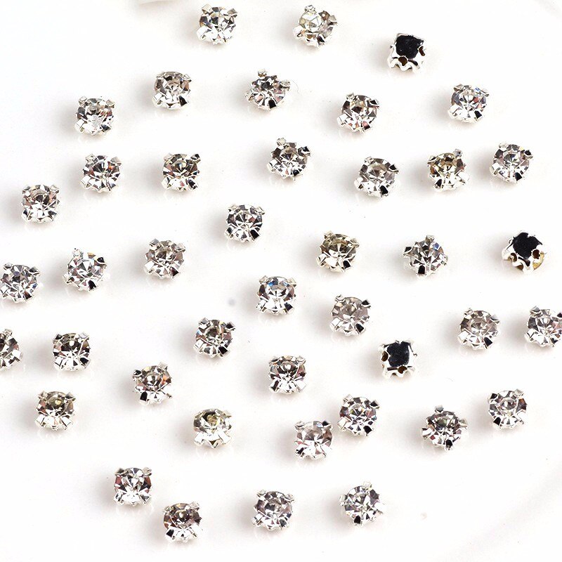Pulaqi 4mm 100 stks Glas Steentjes Naaien Diamant Vorm Voor Kleding Naald Sticker Op Applique Naaien Voor Kleding bruiloft Decor F