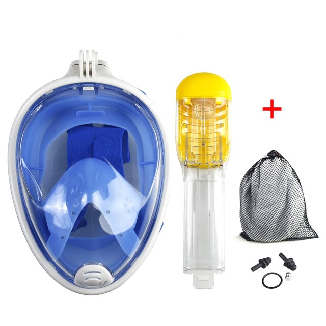 Full Face Snorkeling Mask Set Diving Underwater Swimming masks Training Scuba Mergulho Snorkel Diving Mask For Gopro Camera: Blue / L/XL