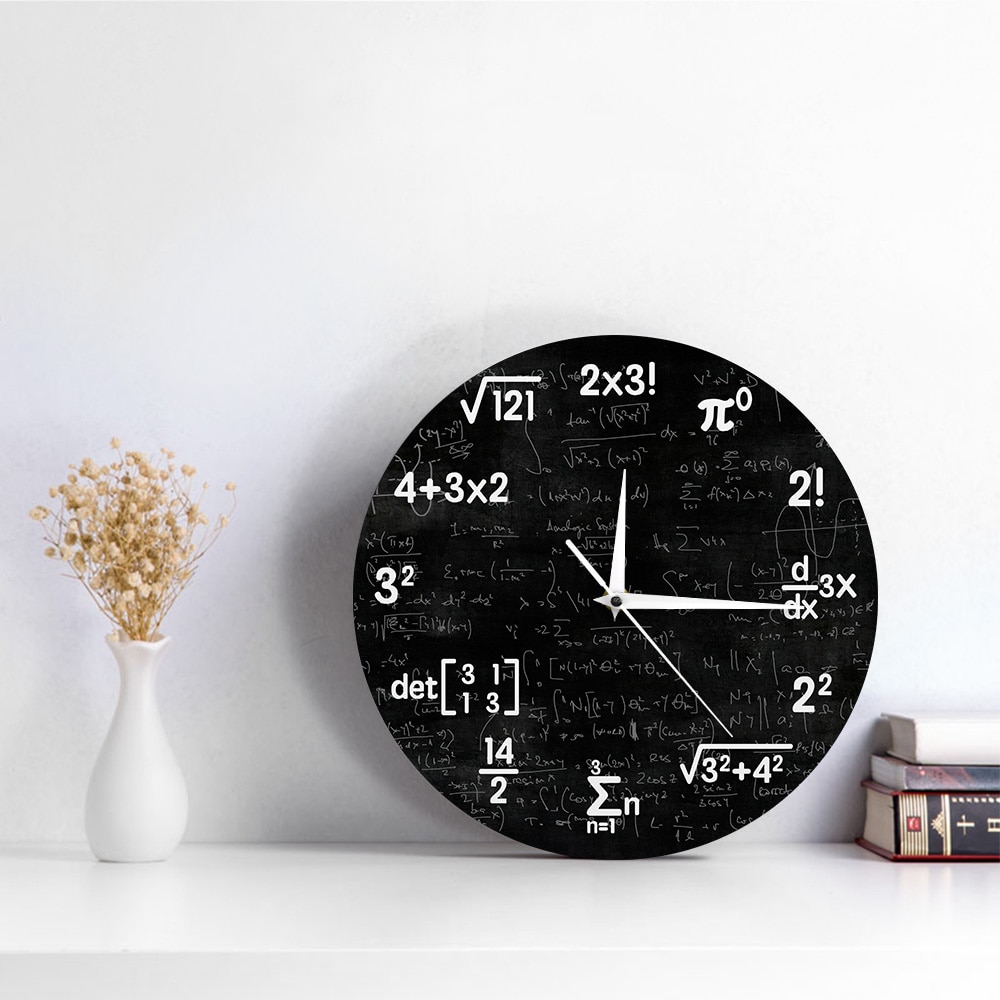 Math Equations and Notations Mathematics Chalkboard Geek Wall Clock Educational For Kids Teachers School Classroom Decor
