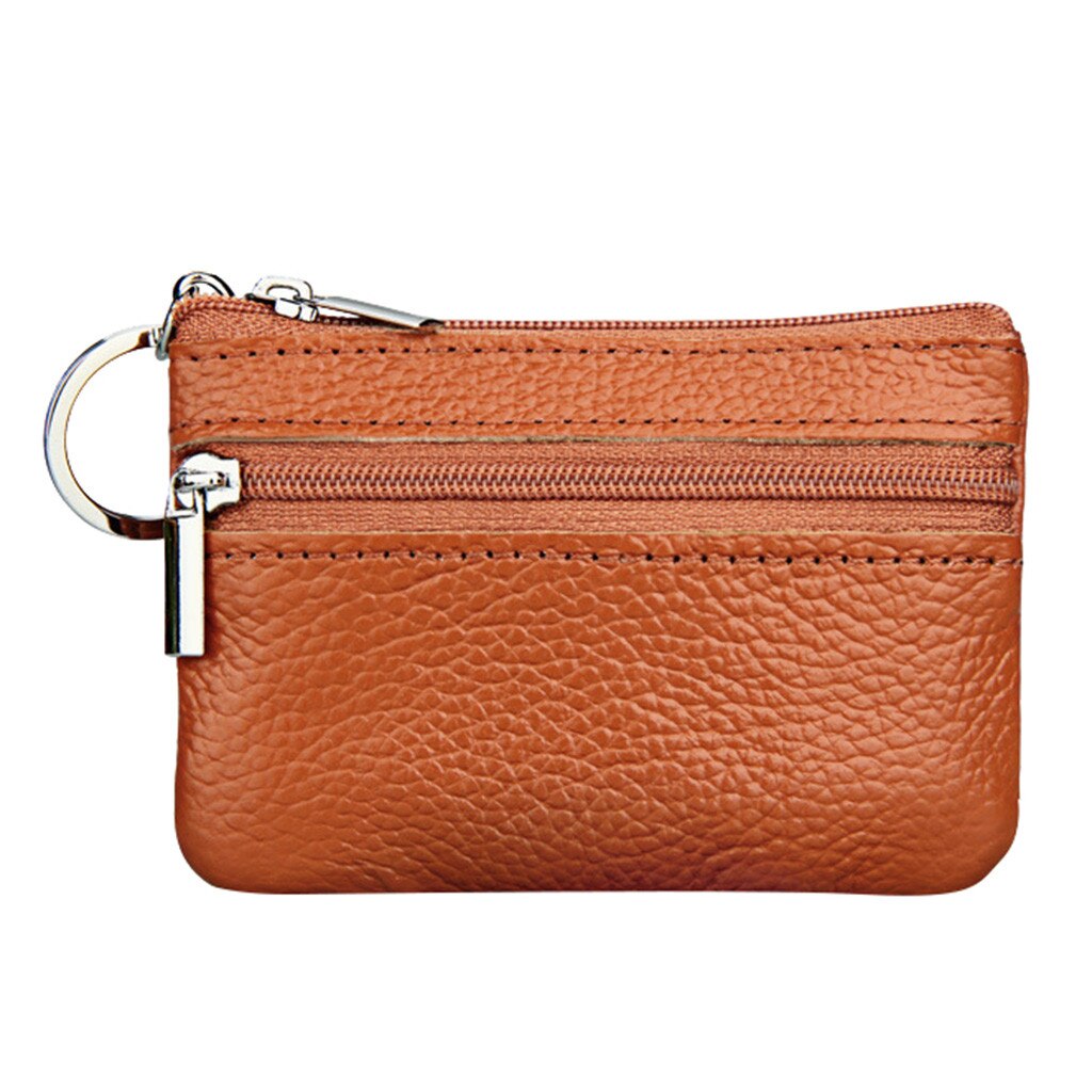 30# Crossbody Bags For Women Women's Mini Coin Purse Leather Zipper Pouch With Key Ring Small Wallet Schoudertas Dames: Brown 