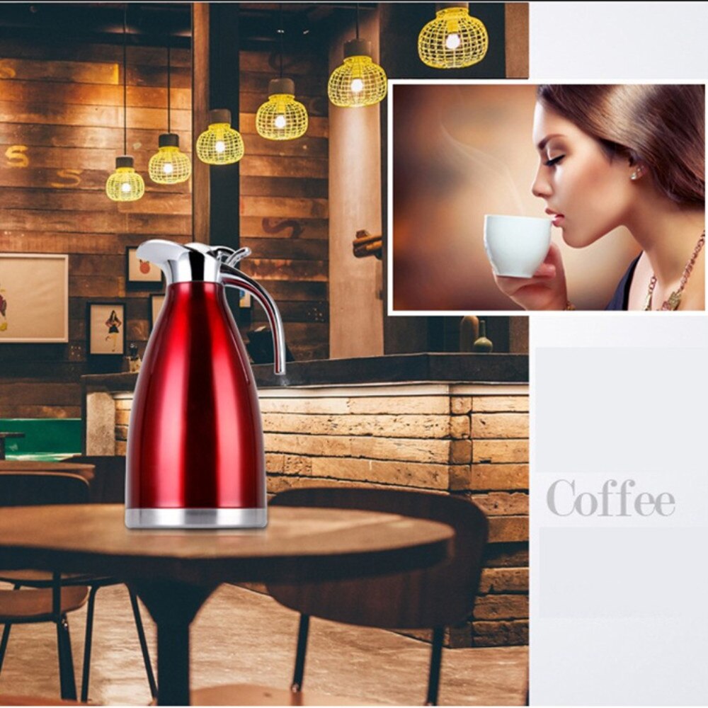 2l Stainless Steel Water Bottle Double-wall Vacuum Insulated Pot Coffee Pots Thermal Carafe Insulation Jug Flask