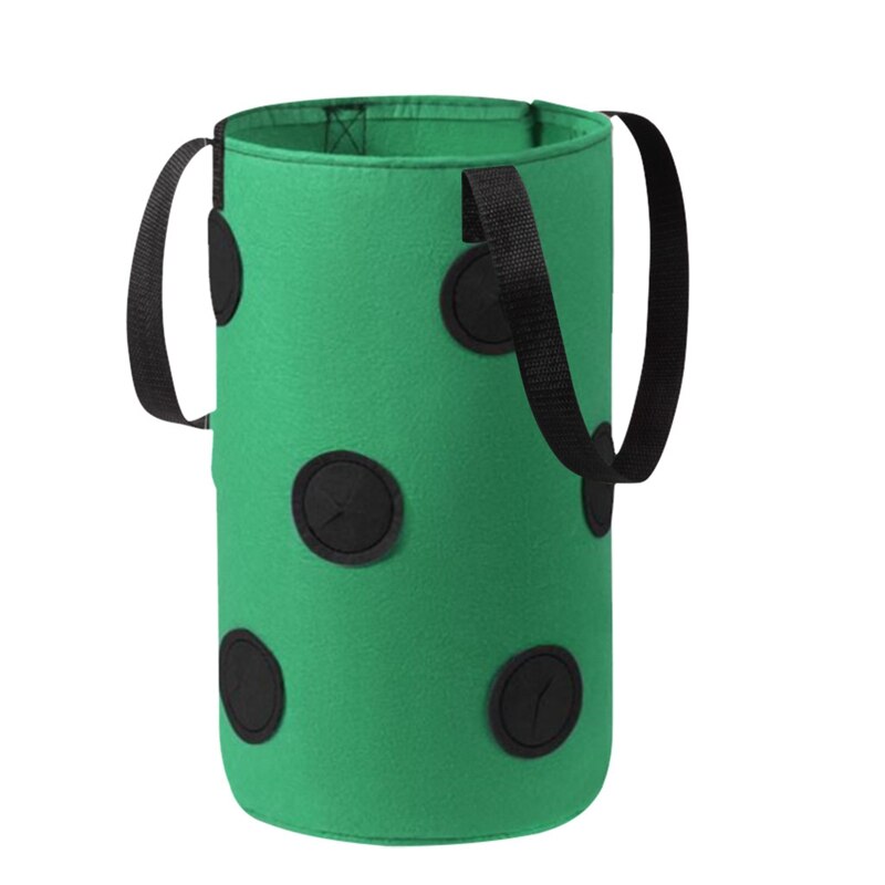 Bolsa de plantación de fresas, macetas de fieltro, bolsas de cultivo de tela, maceta colgante para cultivo de vegetales, Vertical, con bolsillos de visualización: Green  grow pots