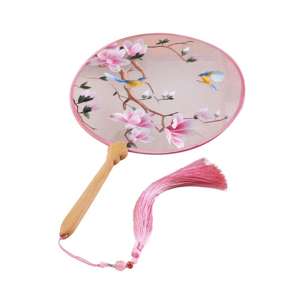 Intangible cultural Chinese Silk Fan Handmade Suzhou Embroidery Fan Double-sided Embroidery Fan Series With Box: color 3