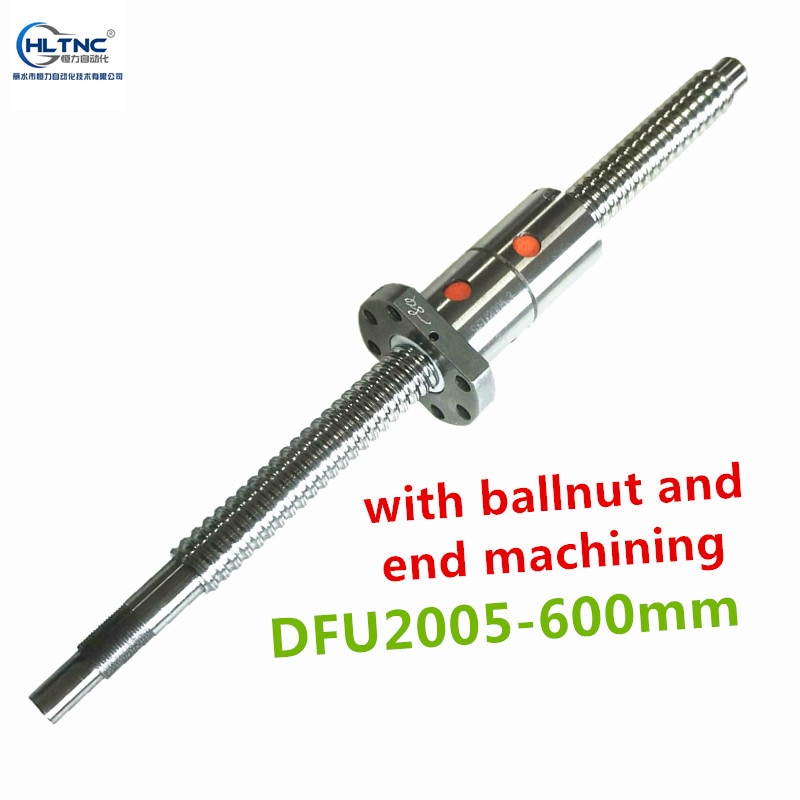 20mm Linear Ball lead screw 1pcs RM2005 Rolled ballscrew L=600mm C7 +1pcs DFU2005 Double ball nut end machined for BKBF15