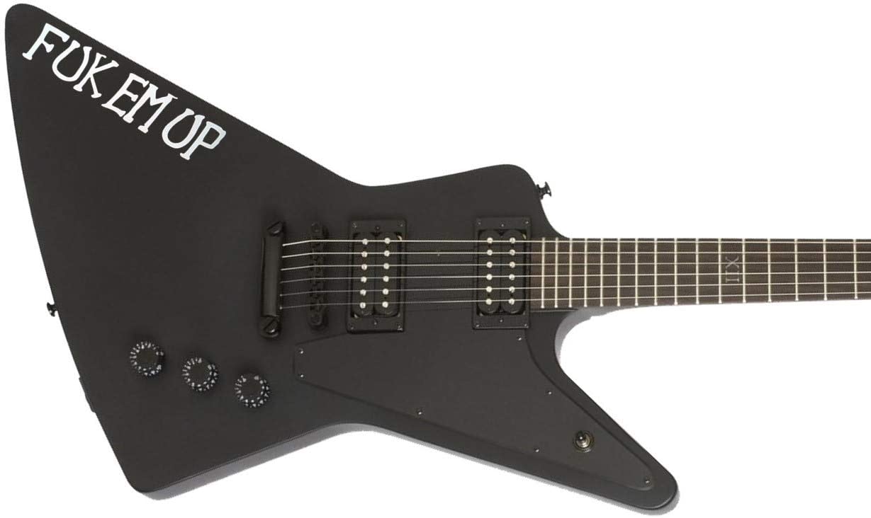 Fuk Em Up Sticker Vinyl Guitarra Guitar: Blanco