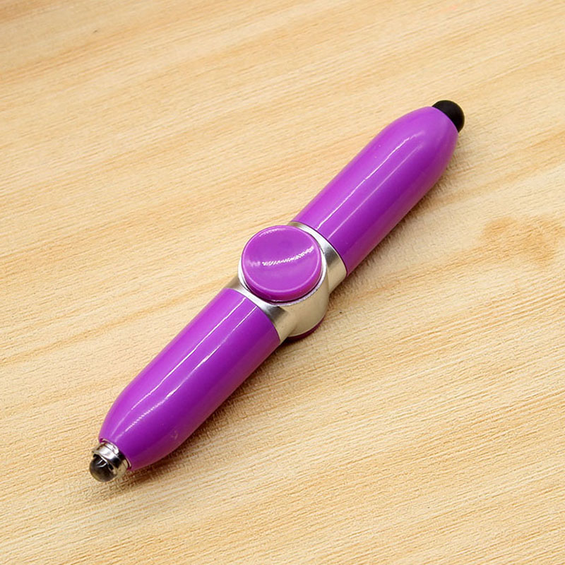 Multifunctional Ballpoint Pen Touch/ Rotate/Led Light 3 In 1 Funny Toys Ball Pens Business Office Decompression Student: purple