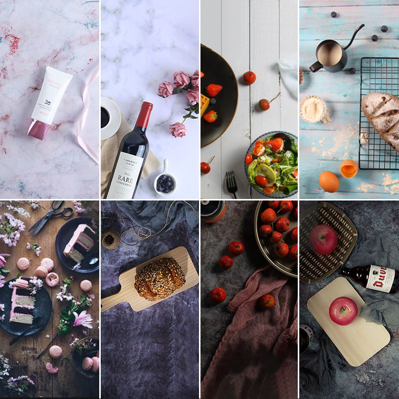 Fondos de fotografía de mármol 57*43CM 2 caras grano de madera foto fondo papel tapiz estudio productos impermeables accesorios fotográficos