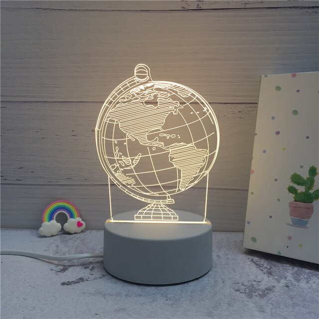 SOLOLANDOR 3D LED Lamp Creatieve 3D LED Night Lights Novelty Illusion Night Lamp 3D Illusion Tafellamp Voor Thuis Decoratieve licht: Earth