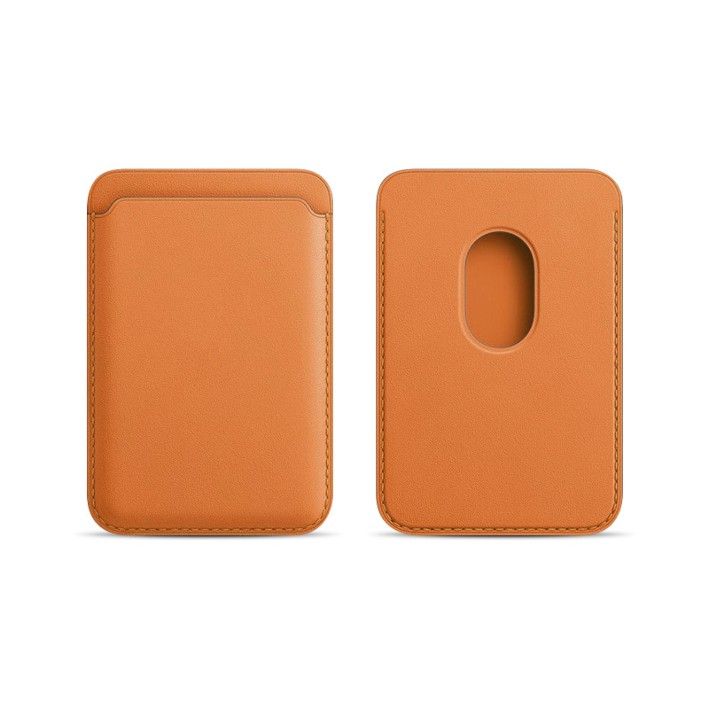 Cartera MagSafe magnética - Funda tarjetero de cuero PU para iPhone 12/13/14/15/16, accesorio MagSafe delgado con almacenamiento de tarjetas ​: Castaño
