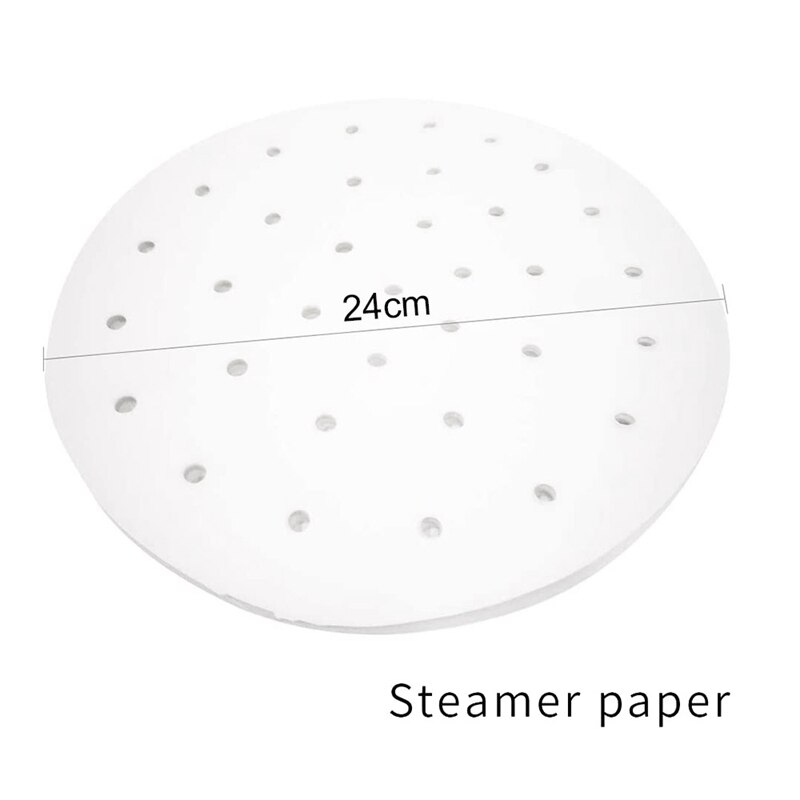 10 in 2 Tier Bamboo Steamer for Steaming Dim Sum Dumplings Buns Vegetables Meat Fish Rice(With 100 Steamer Paper Liners)