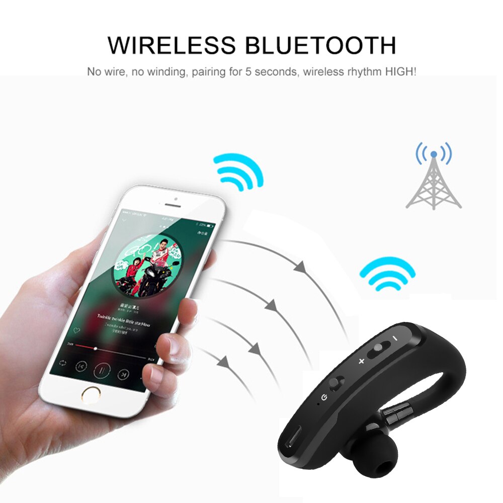 Single-Ear V9 Blutooth Oortelefoon Draadloze Stereo Hoofdtelefoon Bluetooth Handen In Auto Kit Met Mic Voor Iphone Samsung Huawei