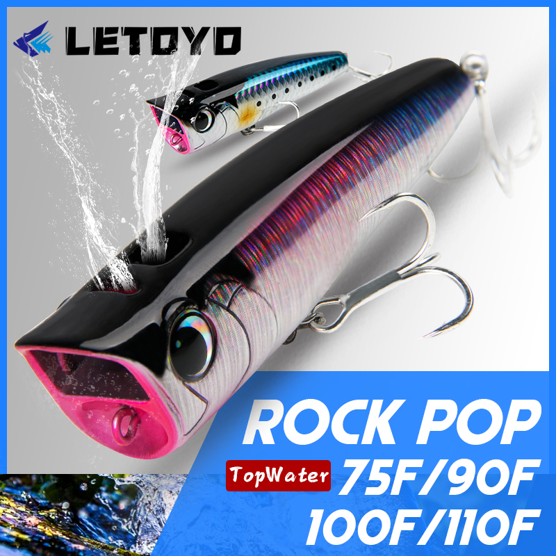 LETOYO Topwater popper 8.5-30g galleggiante musica rock pop Esche dure artificiali per esca da pesca al luccio persico spigola