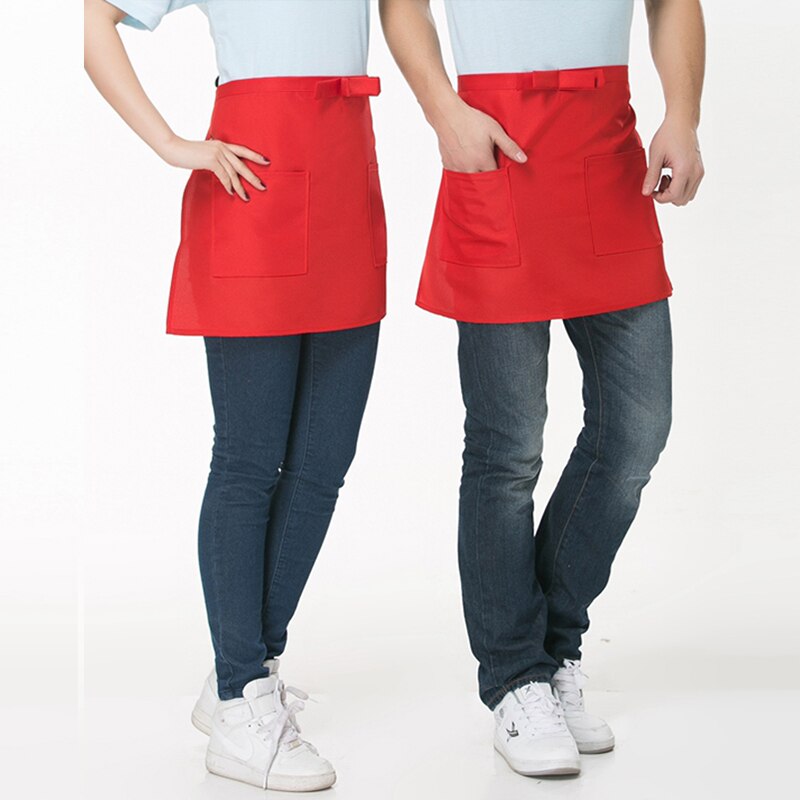 Sans manches demi-longueur tablier cuisine taille courte tablier traiteur Chef serveur Bar tabliers cuisinier travail vêtements accessoires: Rouge