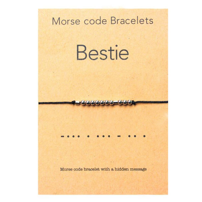 Bracelet à Code Morse perles en acier inoxydable sur cordon de soie de Bracelet de Bestie inspirant pour les femmes