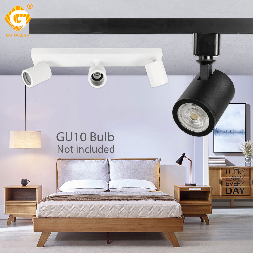 Industrial GU10 LED Track Light Adjustable Fixture Phase Ceiling Spot Rail Lighting Clothes Store Shop Spotlight Lamp Exhibition