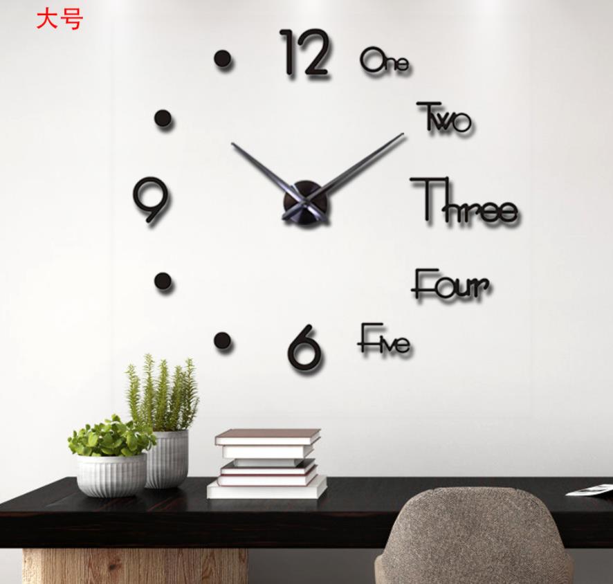 Reloj de pared grande 3D DIY, pegatinas decorativas de espejo acrílico, aguja de cuarzo, Horloge, decoración del hogar