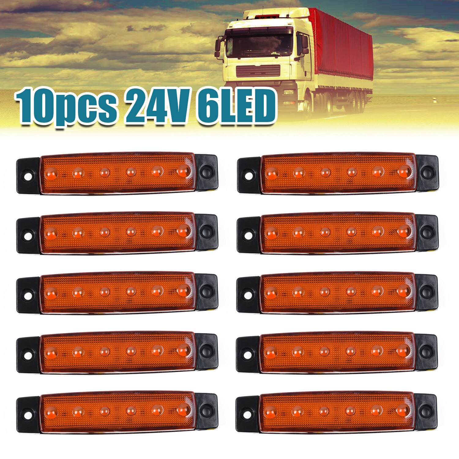 10 Pcs 24V 6 Led Rood Achterlicht Zijmarkeringslicht Lamp Positie Voor Truck Trailer Vrachtwagen