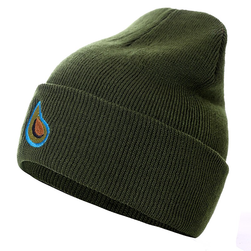 Unisex efterår vinter beanie hat avocado broderi vinter hatte til kvinder mænd strikkede hatte akryl fleksibel afslappet udendørs hue