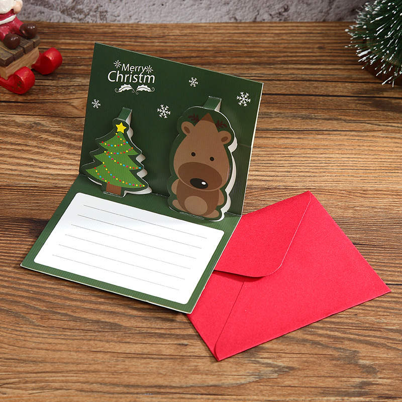 Carte de vœux joyeux nouvel an, 5 pièces, cartes de vœux joyeux noël avec enveloppe, Mini carte postale pour enfants, carte , fête de noël: Christmas tree fawn