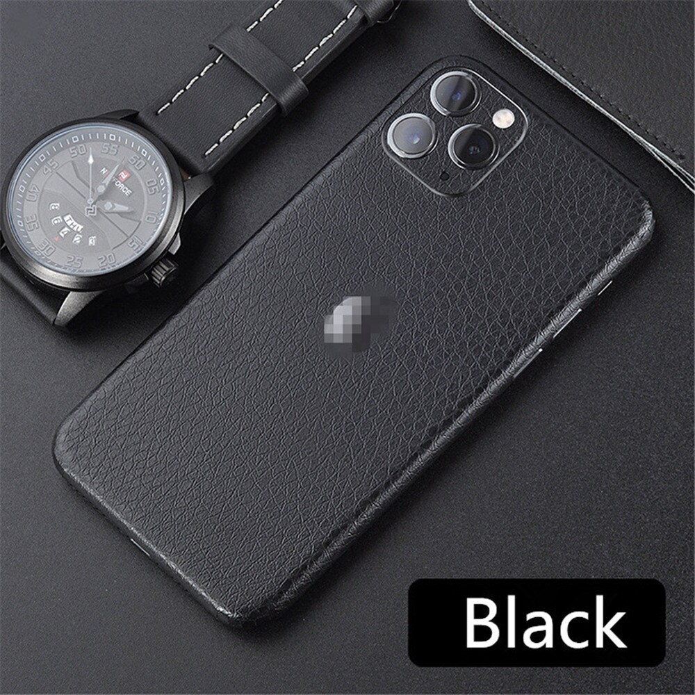 Für iPhone 11 Profi MAX Zurück Aufkleber Zurück Film Leder Aufkleber Zurück Abdeckung Film Ultra Dünne Aufkleber Für iPhone 11 Profi MAX: schwarz