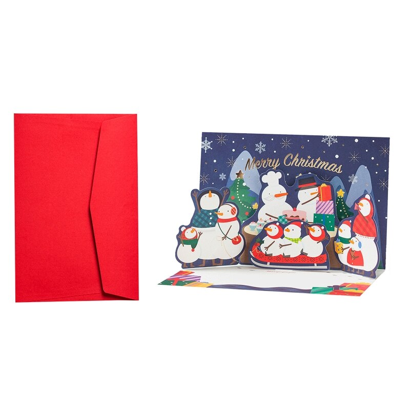 3D up Cards Merry Christmas Origami Paper Cut Postcards Greeting Cards